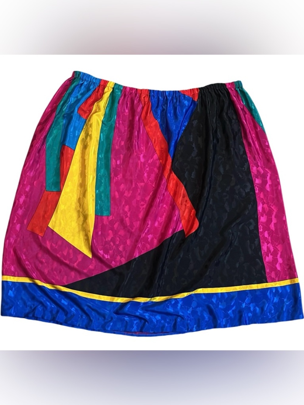 Vintage 80s Jo Hardin Colorful Abstract Midi Skirt